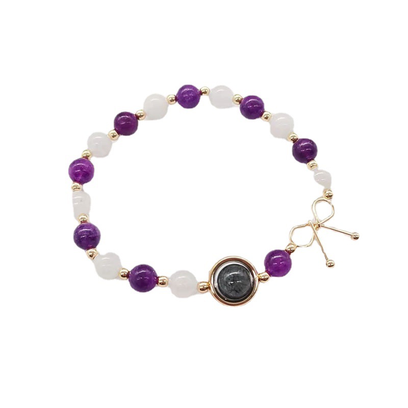 Title 3, Kristallweißes Mondlicht-Amethyst-Armband für M...