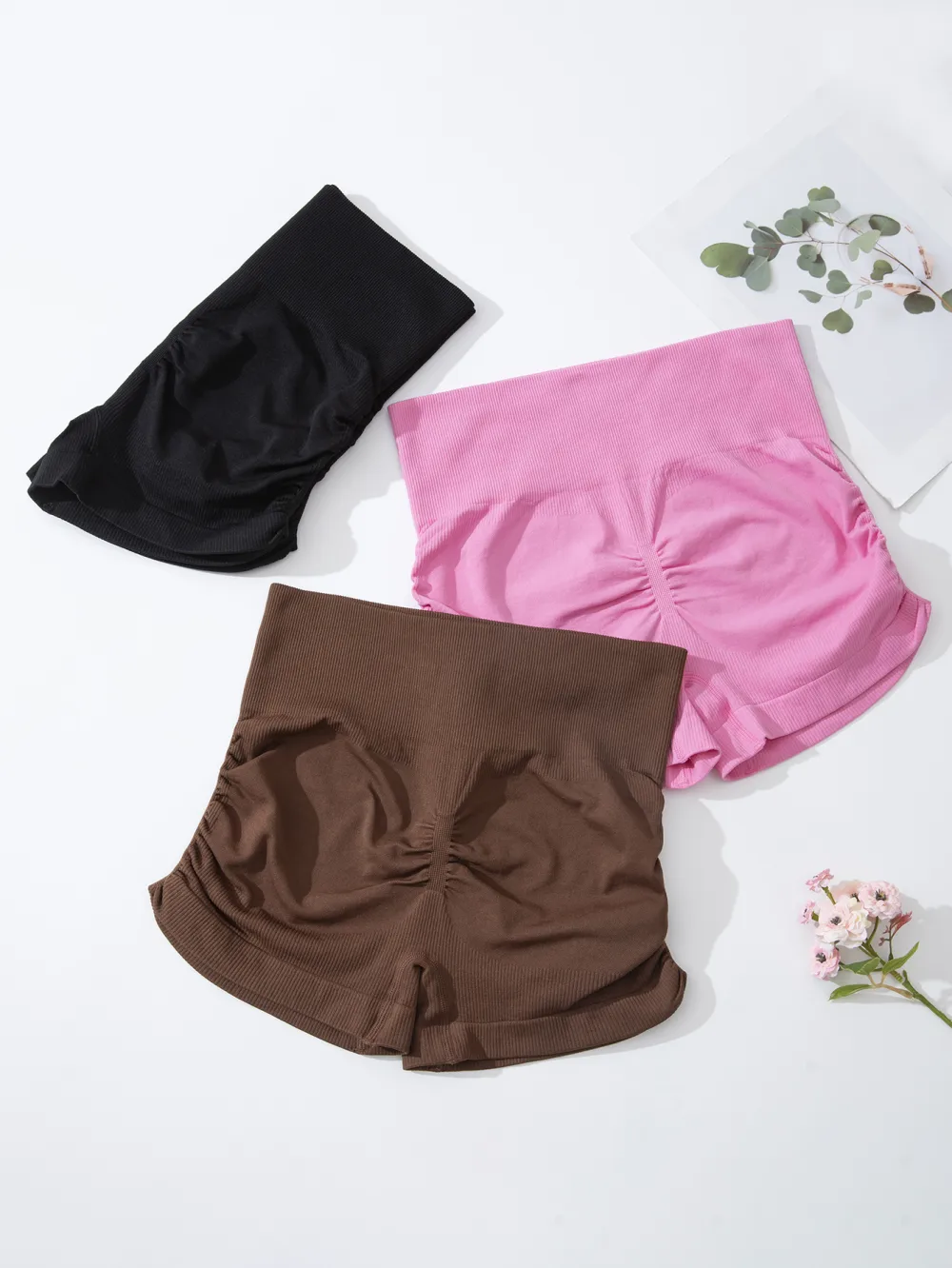Women 3 Pack High Waisted Seamless Ribbed Workout Biker