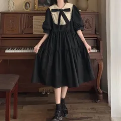 Women's Elegant French Court Princess Dress - Black - View 1