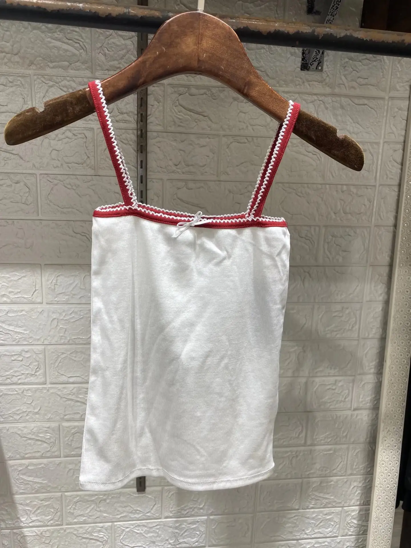 Lace Bow Square Neck Strap Tank Top
