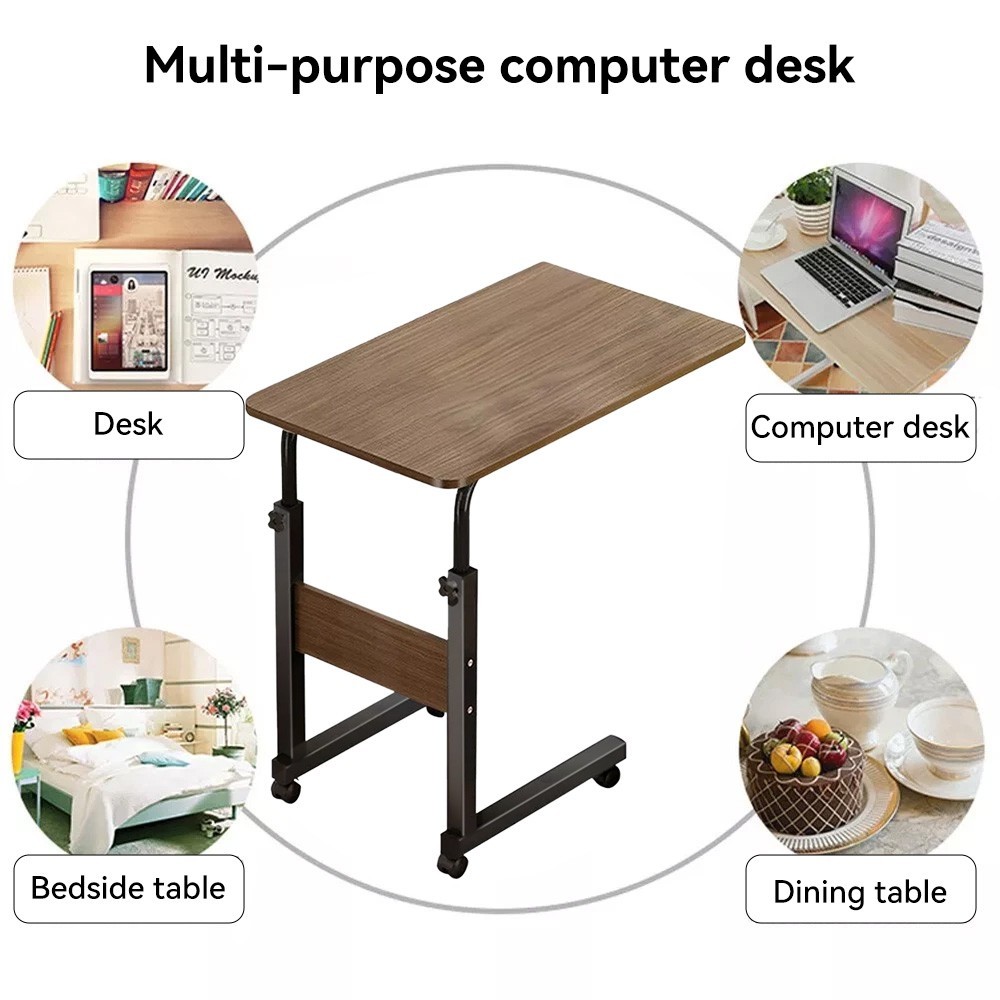 Medical Overbed Bedside Table Adjustable Height With Wheels Hospital Home Desk — image 6