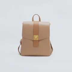 Mini Square College School Bag Large Capacity - Brown - View 1