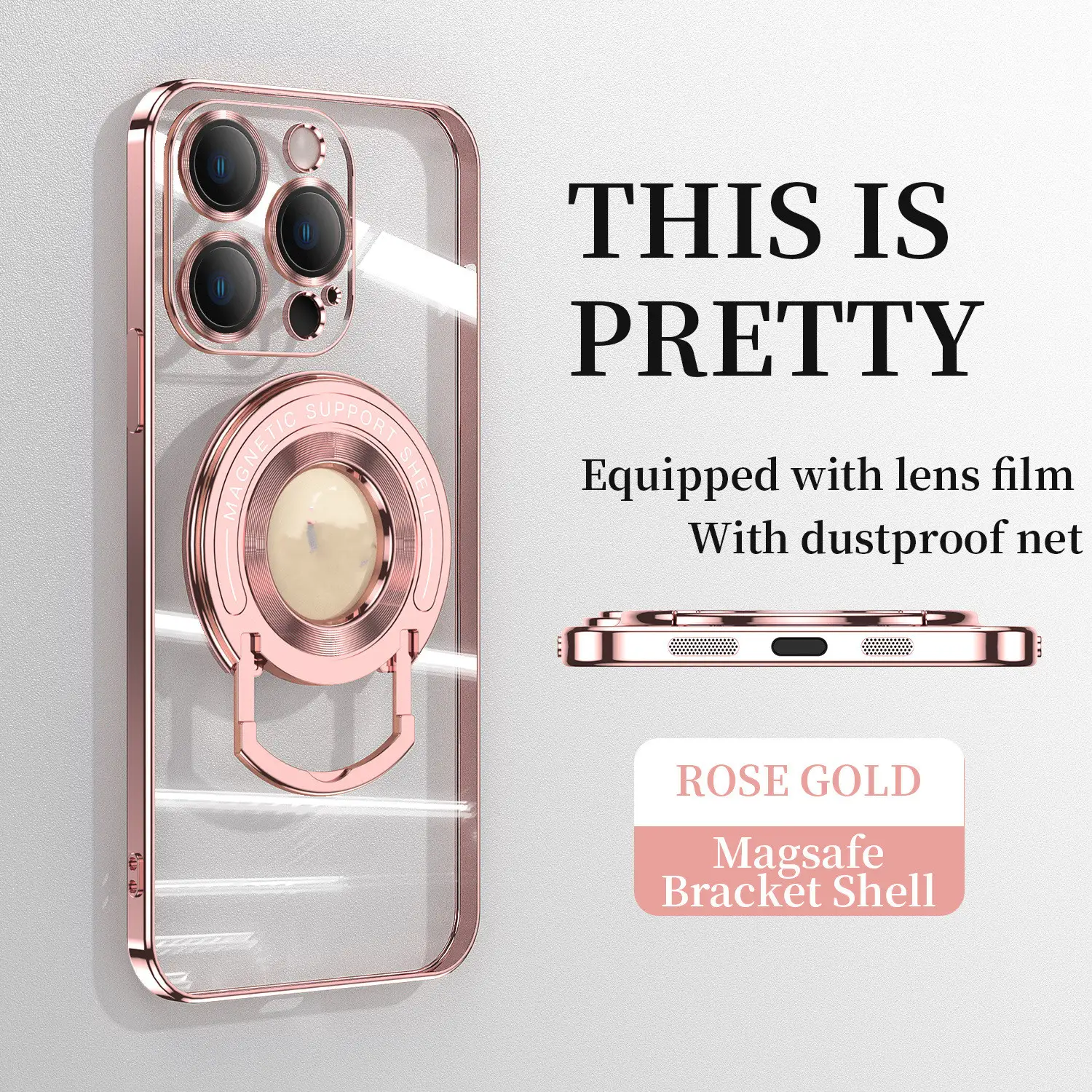 Electroplated Magnetic One Piece Bracket Phone Case Protector