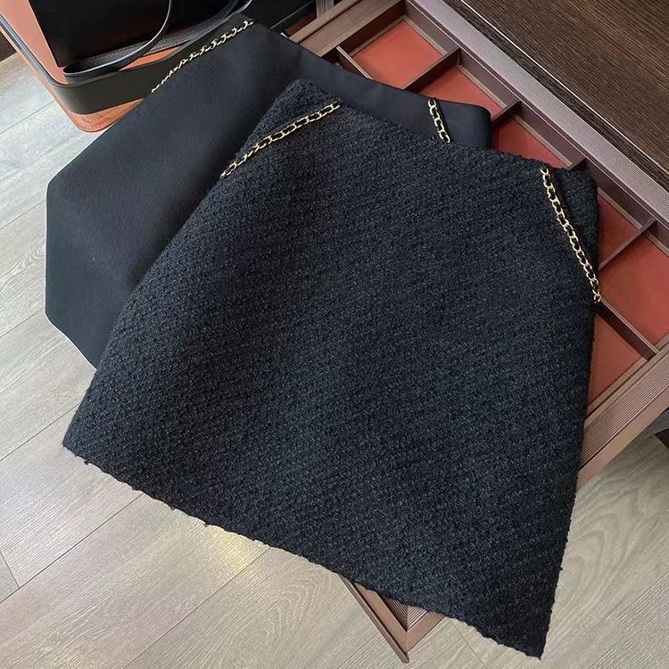 High Waist Fashion A Line Skirt Woolen Fabric - Shop at LoveMi