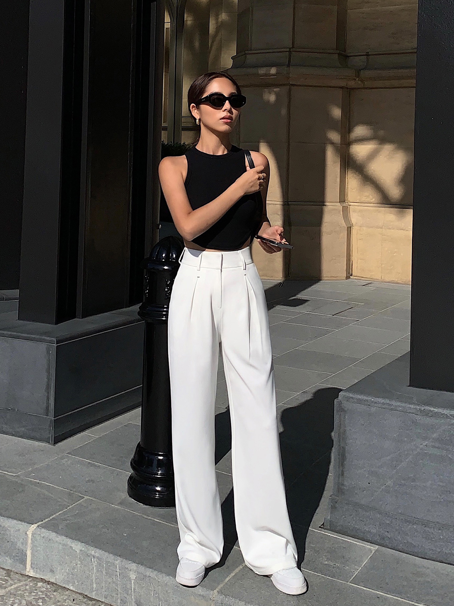 Women's High Waist Slim Wide Leg Mopping Suit Pants