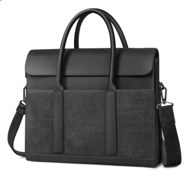 Men's Briefcase Cowhide Computer Messenger Business Bag Black - Shop at LoveMi