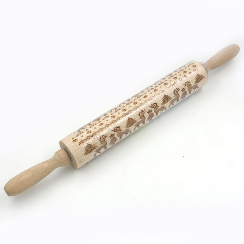 Title 5, Christmas Moose Print Rolling Pin Laser Engraving