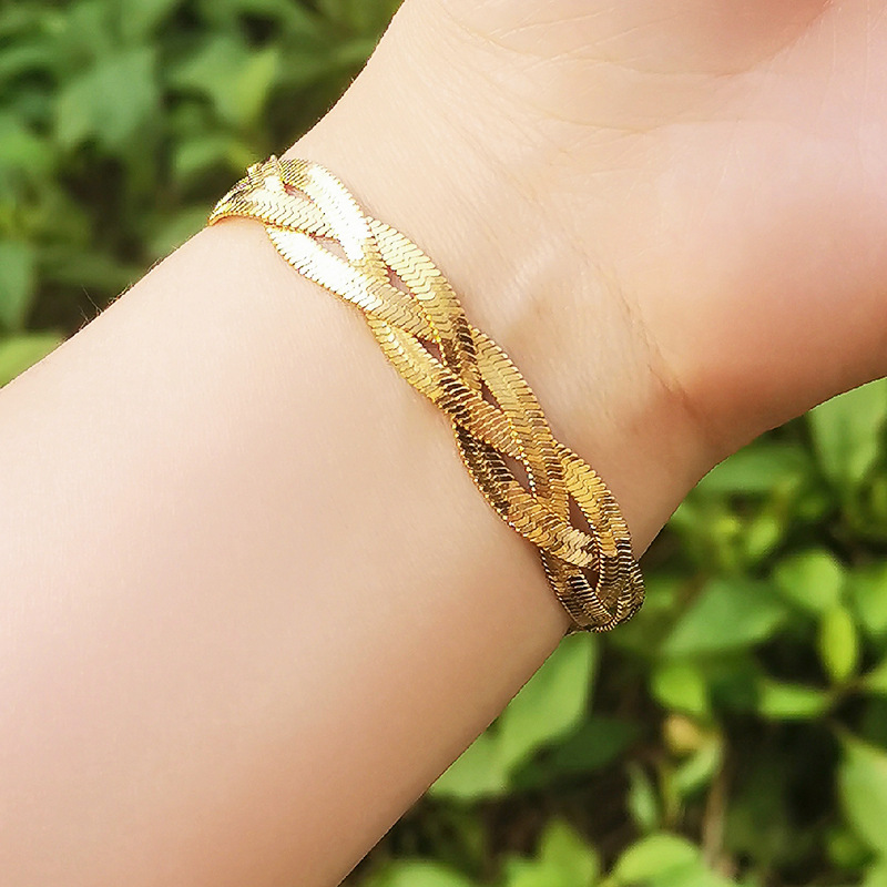Fashion Three Layer Stainless Steel Gold Bracelet
