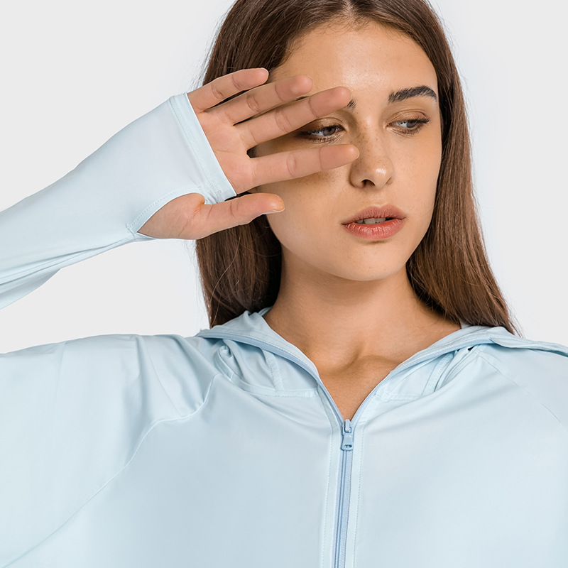 Hooded Zip Hole Fitness Running Yoga Jacket