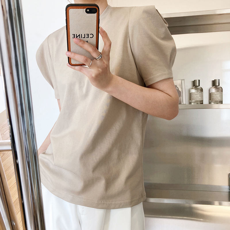 Women's Lazy Loose Round Neck Puff Sleeve Top