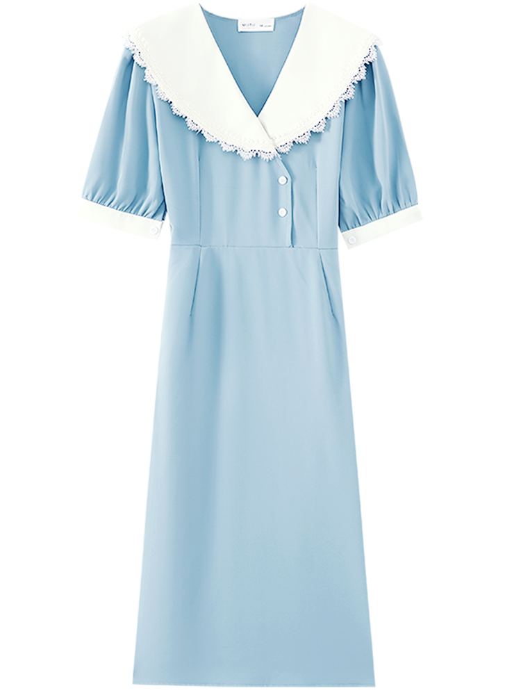 French Retro Gentle Wind Waist Thin Short Sleeve Skirt