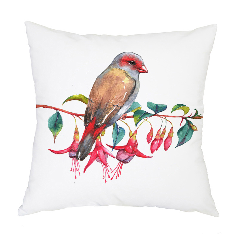Flannel Print Nordic Bird Pattern Pillowcase