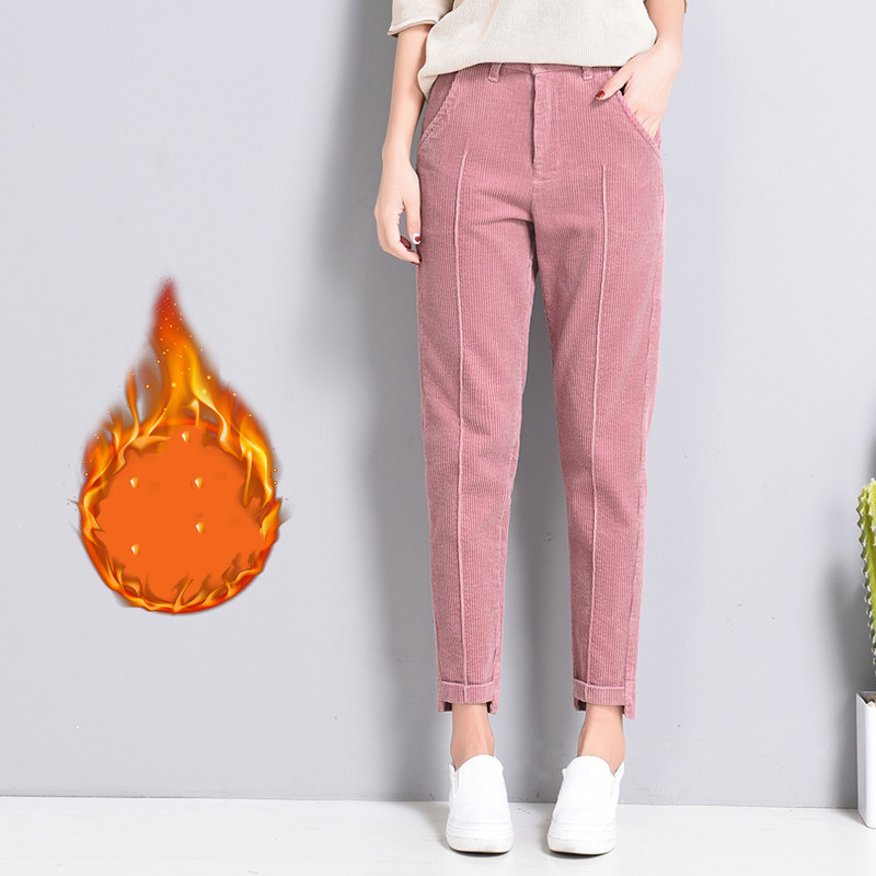 Title 6, Pantaloni Loose Feet Casual Radish in Velluto a...