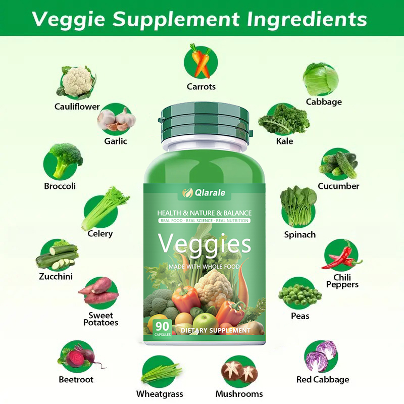 Whole Food Fruits And Veggies Supplement, 30 Servings 90 Capsules Daily 3 Caps 5 Servings Of Fresh Produce — view 6