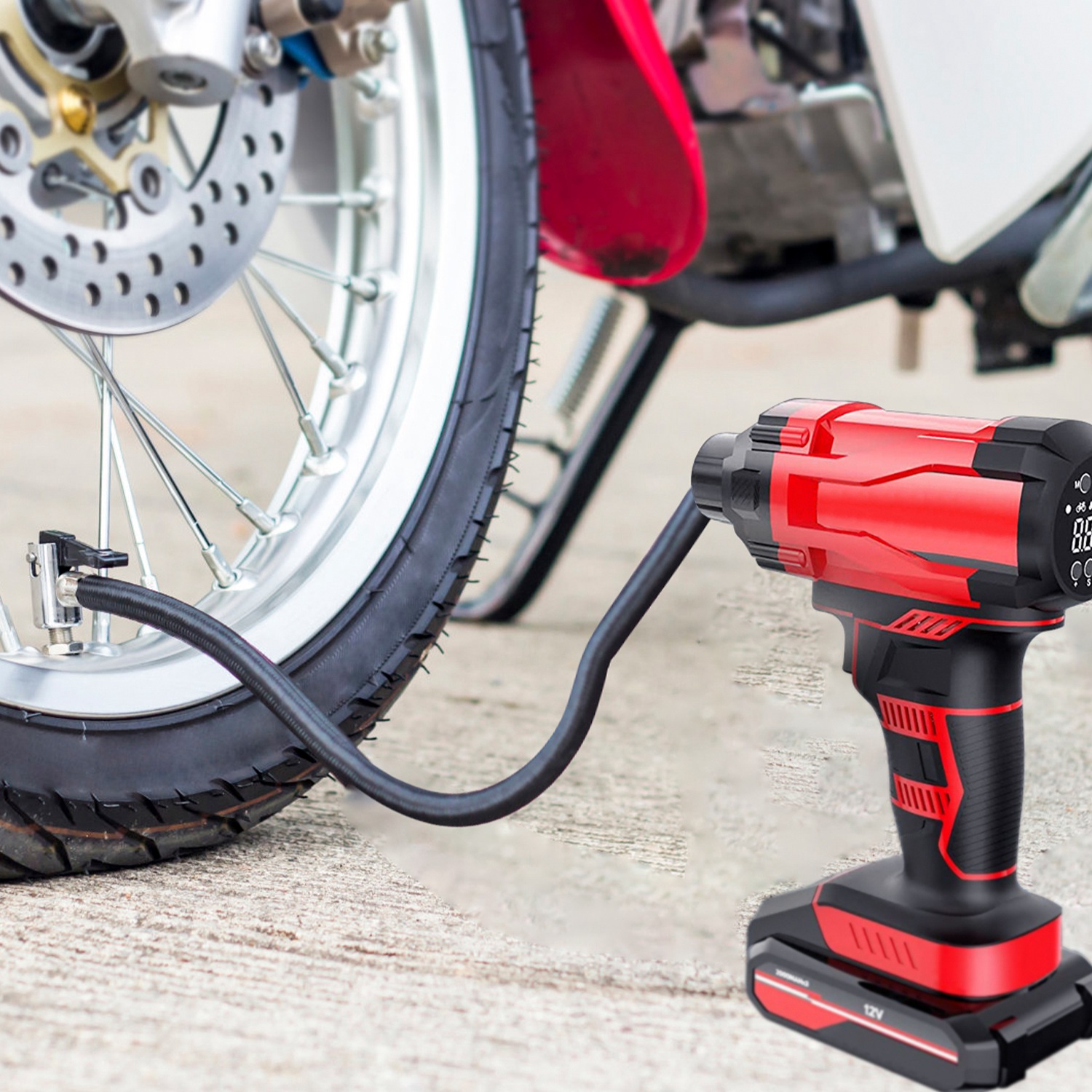 1Pc 150PSI Cordless Car Tire Inflator Rechargeable  2V Portable Electric Air Compressor With LED Light For Car Bike Motorcycle Ball — foto 4