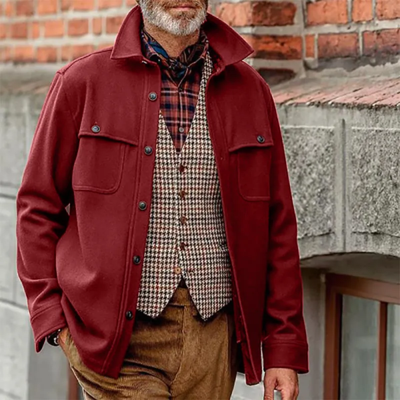 European And American Men's Solid Color Jacket Slim Single-breasted Men's Jacket