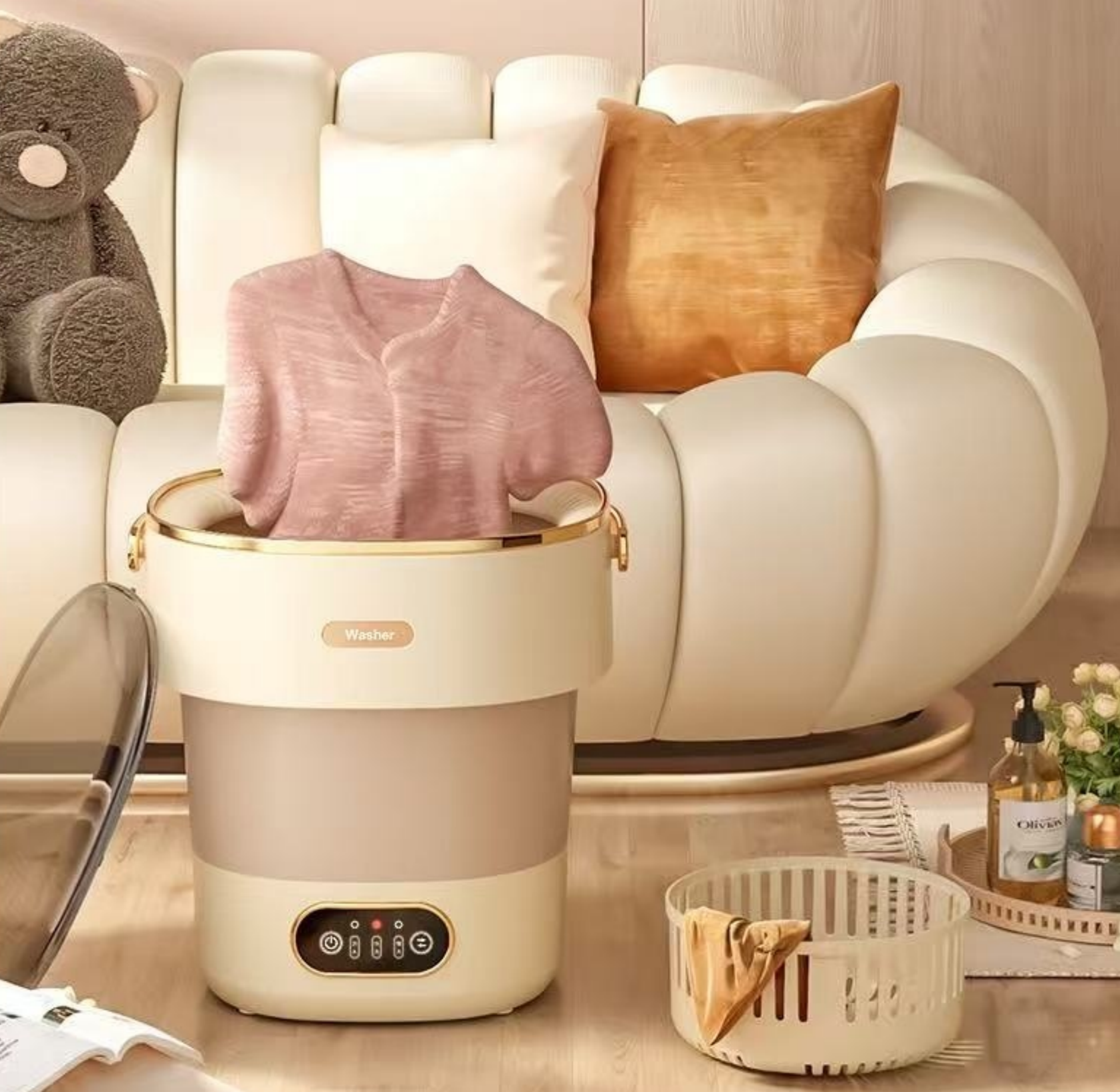 && Promotion Mini Portable Laundry Washer Machine Ideal For Dorm Home And Camping Can Foldable For Small Space