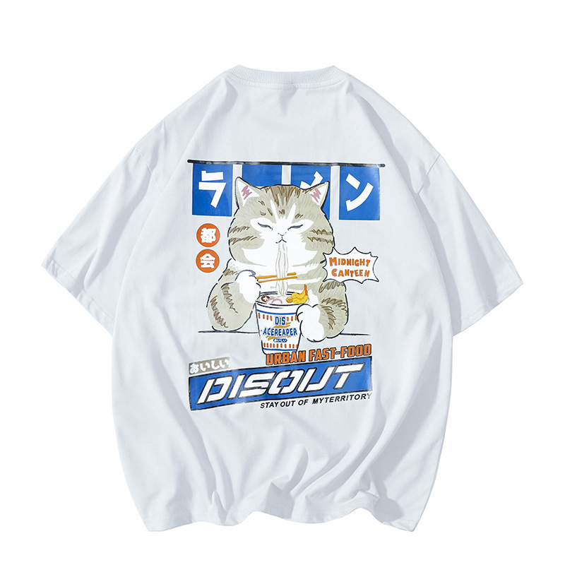 Title 2, Japanese Cat Cartoon Print Short-sleeved T-shir...