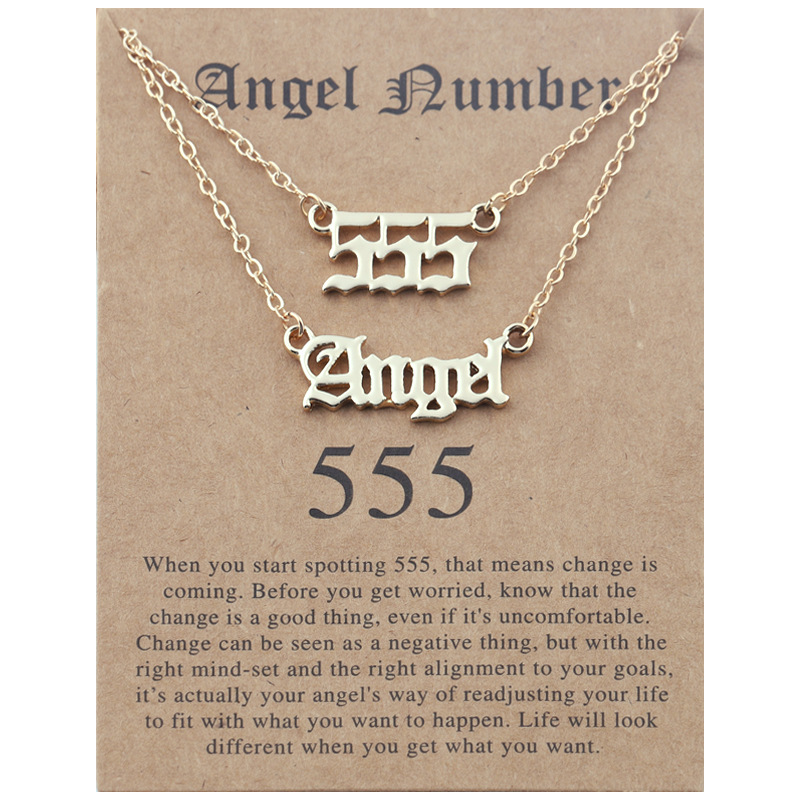 Angel Lucky Number Set Clavicle Card Necklace