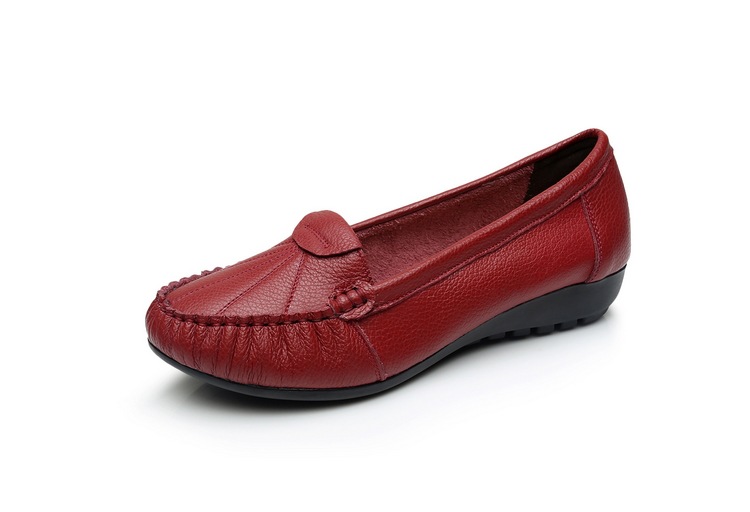 Title 3, Comfortable Leather Slip-on Wedge Heel Soft Sol...