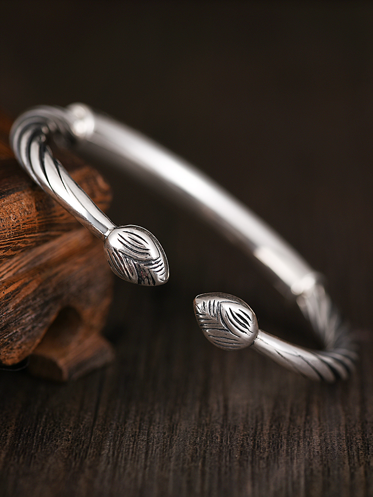 Tibetan Six-character Mantra Bracelet Men's Sterling Silver
