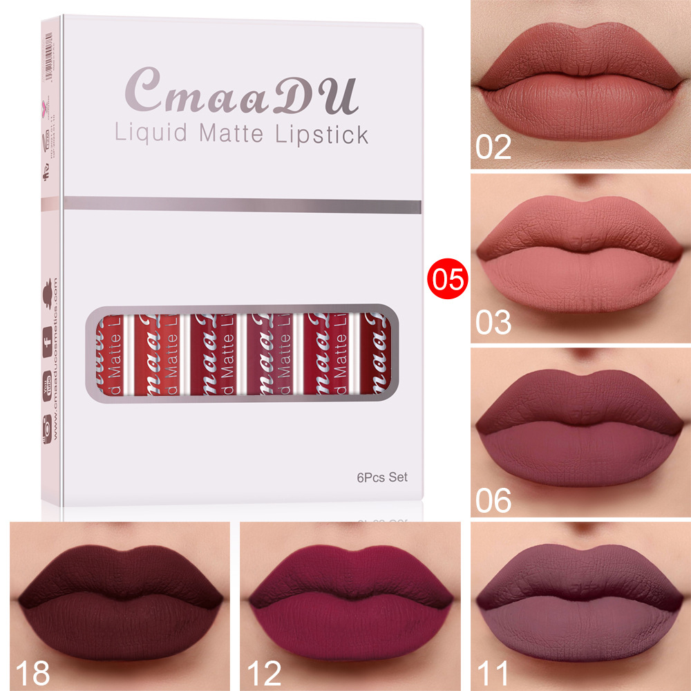 6 Boxes Of Matte Non-stick Cup Waterproof Lipstick Long Lasting Lip Gloss - Image 3