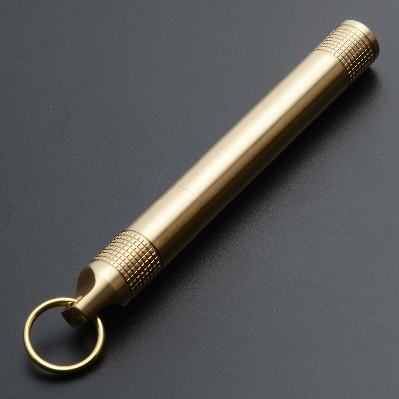 Toothpick Holder Keychain Pendant Brass Portable