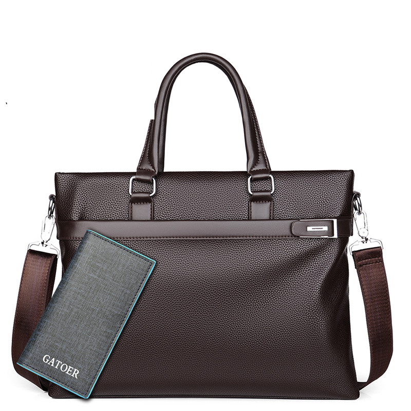Large Capacity Business Handbag Men's Soft Leather Briefcase — foto 18