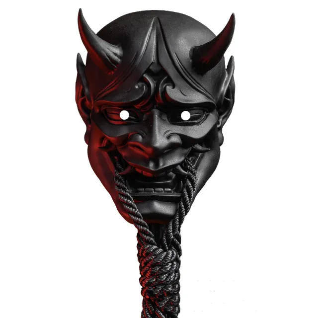 Japanese Can Red faced Grimace With Rope Horns Black - Shop at LoveMi