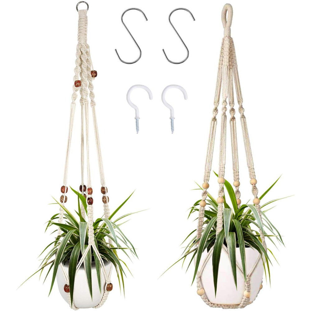 2 Pack Macrame Plant Hangers For Indoor Plants Decorative Hanging Planter Pot Holders Home Decor