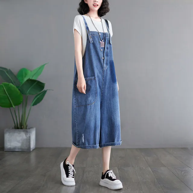New Large Size Denim Overalls Women's Loose Casual Blue - Shop at LoveMi