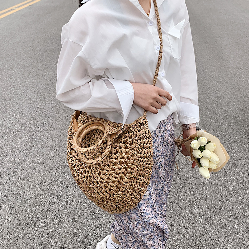 New Fashion Women's Straw Woven Single Shoulder Diagonal Handbag