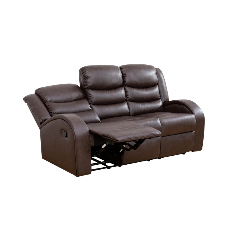 Pickup Only--Brown Faux Synthetic Leather 3-Piece Couch Living Room Sofa Set