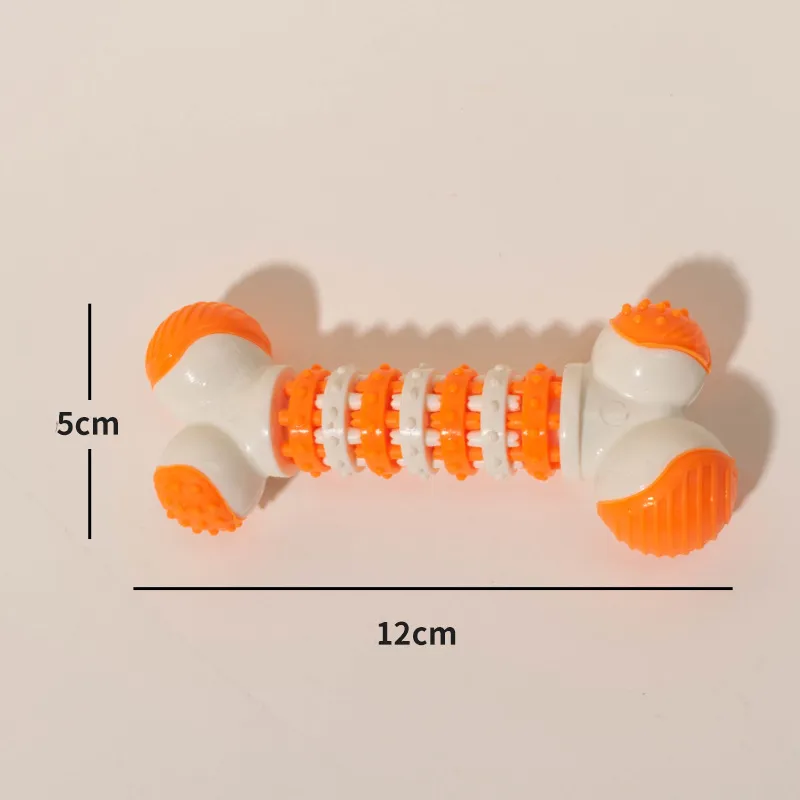 Interactive Dog Toy For Small Breeds Bone Shaped Puppy Chew Toys For Teething - Orange