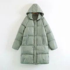 Thickened And Widened Hooded Coat Bread Ladies Jacket - Green - View 1