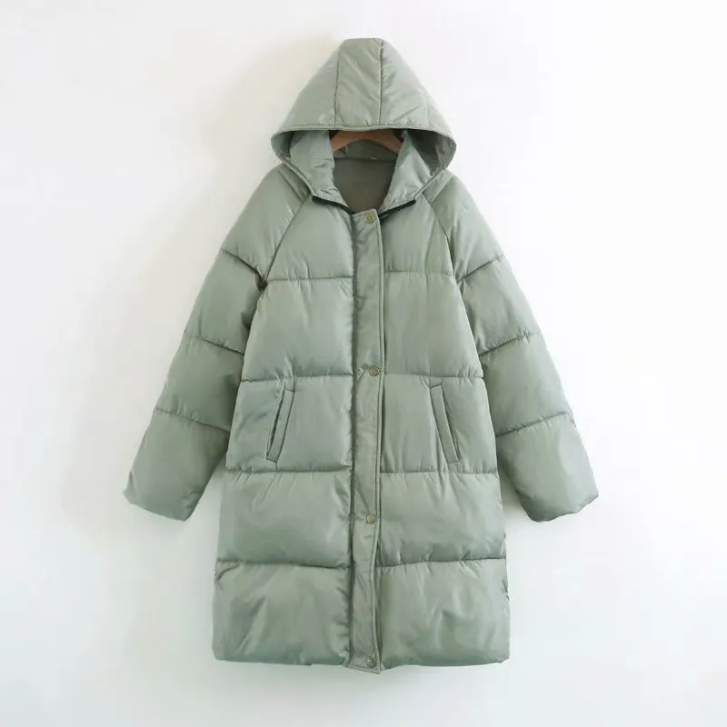 Thickened And Widened Hooded Coat Bread Ladies Jacket - Green