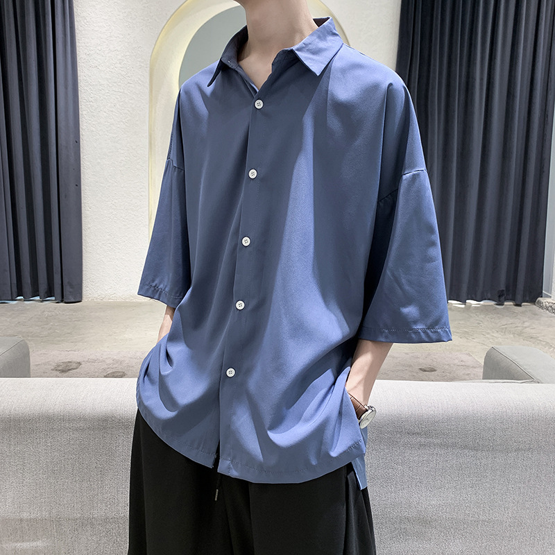 Summer Ice Silk Seven-point Sleeve Shirt Port Wind Loose Top