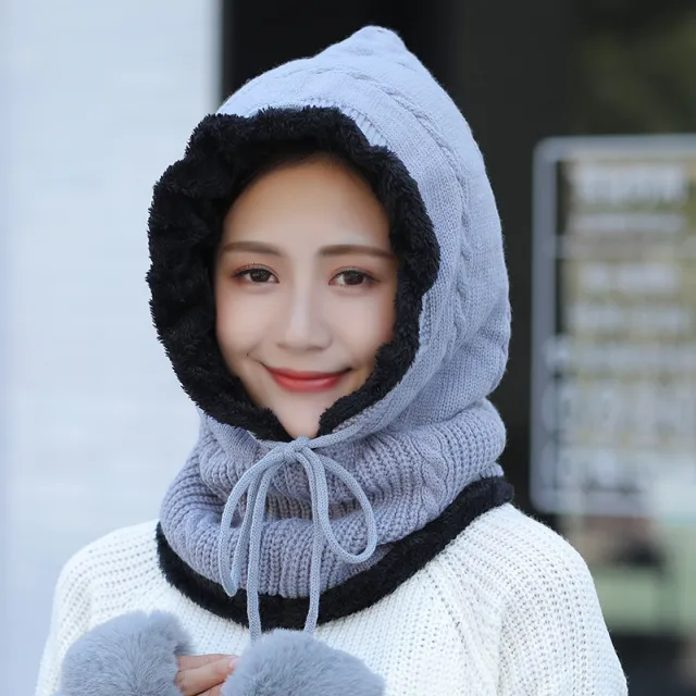 Women's Winter Woolen Hat Cycling Windproof Warm Scarf Knit - Shop at LoveMi