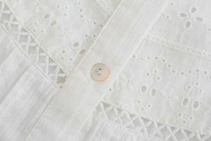 Small Long Sleeve Breathable Hollow Embroidered Short Shirt