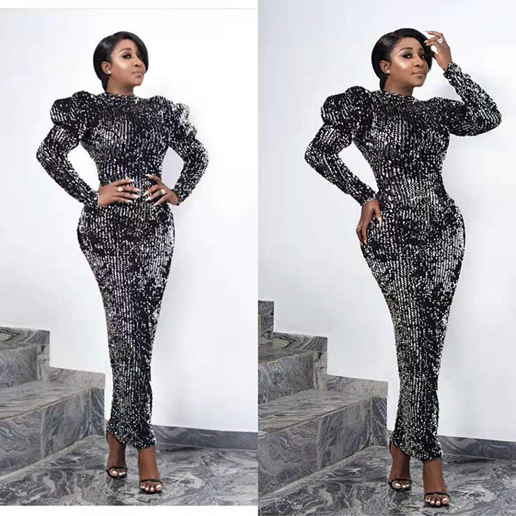 Sequin Long-Sleeved Pencil Dress, picture 5 of 6