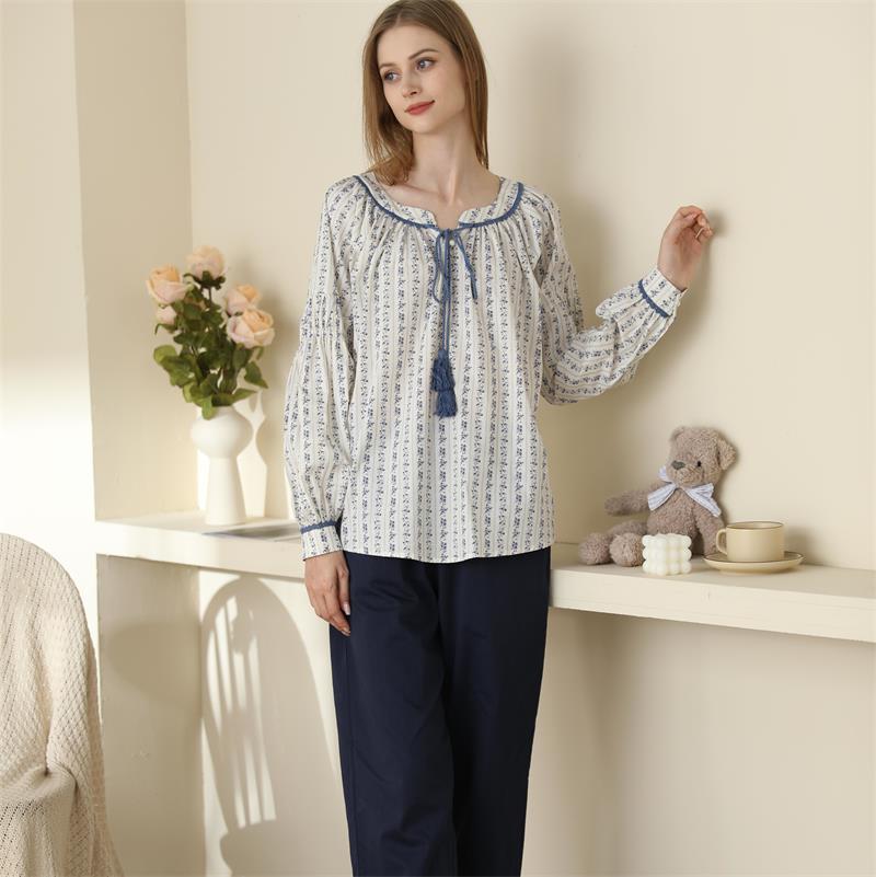 Title 5, Pyjamas Women Korean Version Striped Round Neck...