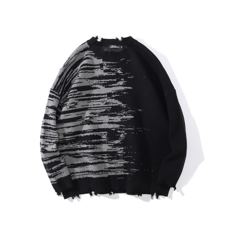 High Street Diablo Funeral Street Color Blocking Hole Sweater