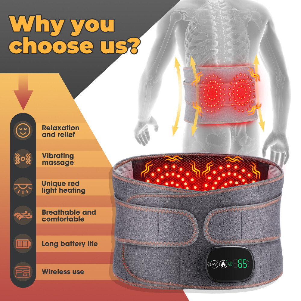 Electric Infrared Heated Waist Belt Vibration Massage For Lower Back Pain Relief — image 12
