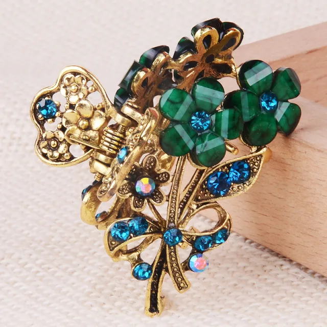 Ponytail Grab Clip Versatile Headwear Alloy Hairpin Green - Shop at LoveMi