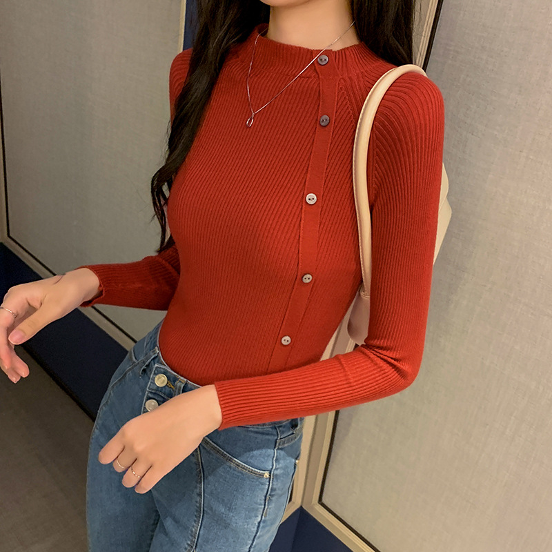 Slim Thin Pullover With Elastic All-match Knit Sweater