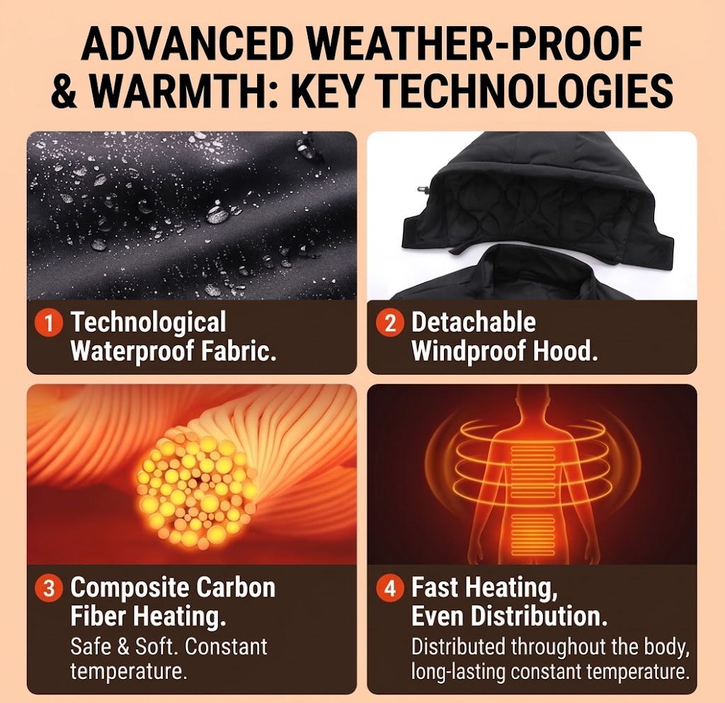 9 Zone Smart Heated Jacket  Waterproof Winter Coat For Hiking, Skiing & Hunting 3