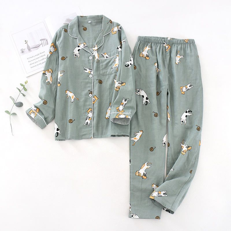 Title 5, Pure Cotton Gauze Pajamas Ladies Sweet Springsu...