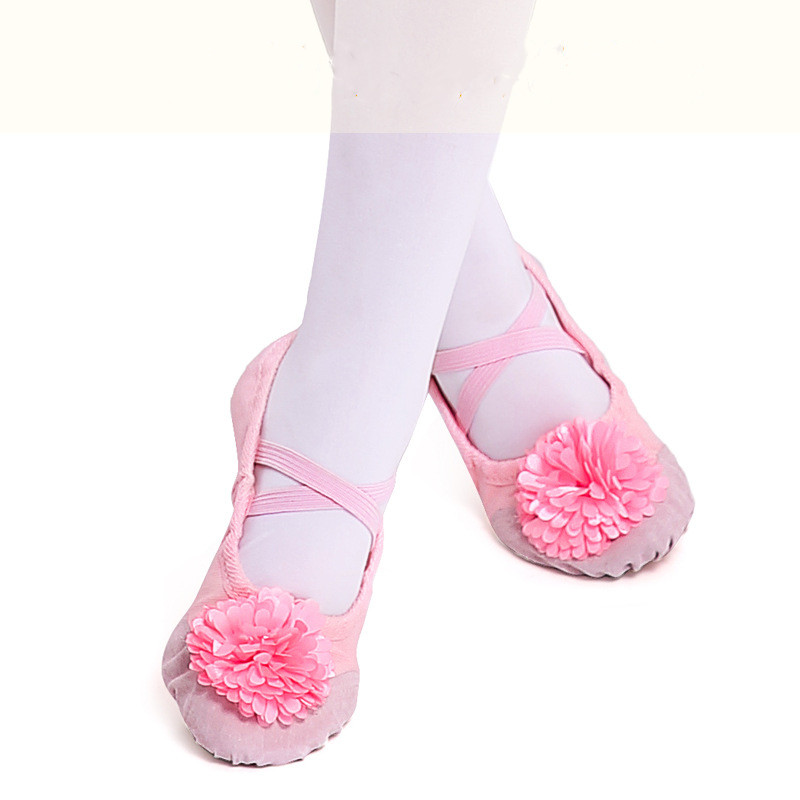 Children's Flat-bottomed Exercise Flower Ballet Shoes