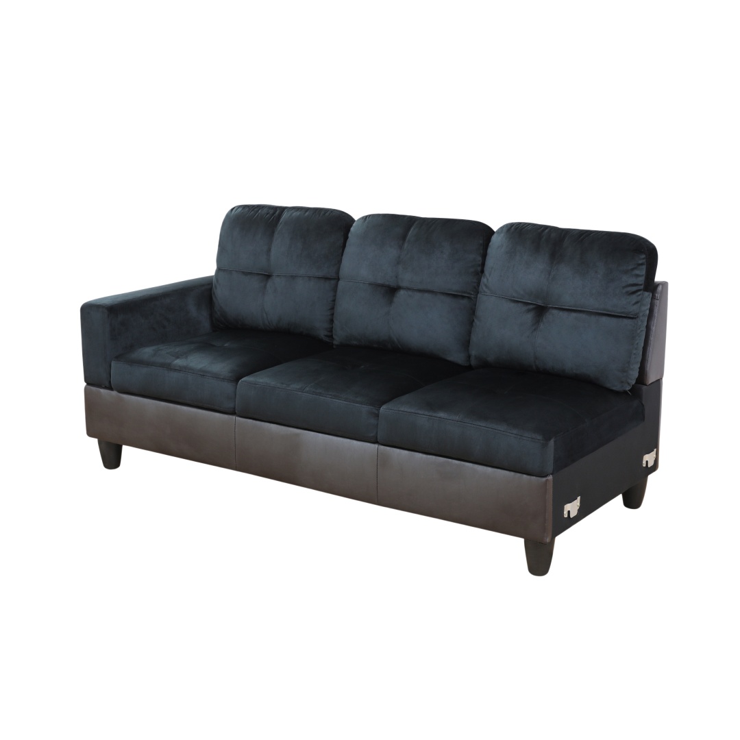 Pickup Only--Dark Blue And Brown Color Lint And PVC 3-Piece Couch Living Room Sofa Set