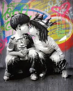 Graffiti Banksy Digital Oil Painting Living Room Bedroom Mural - O - View 1